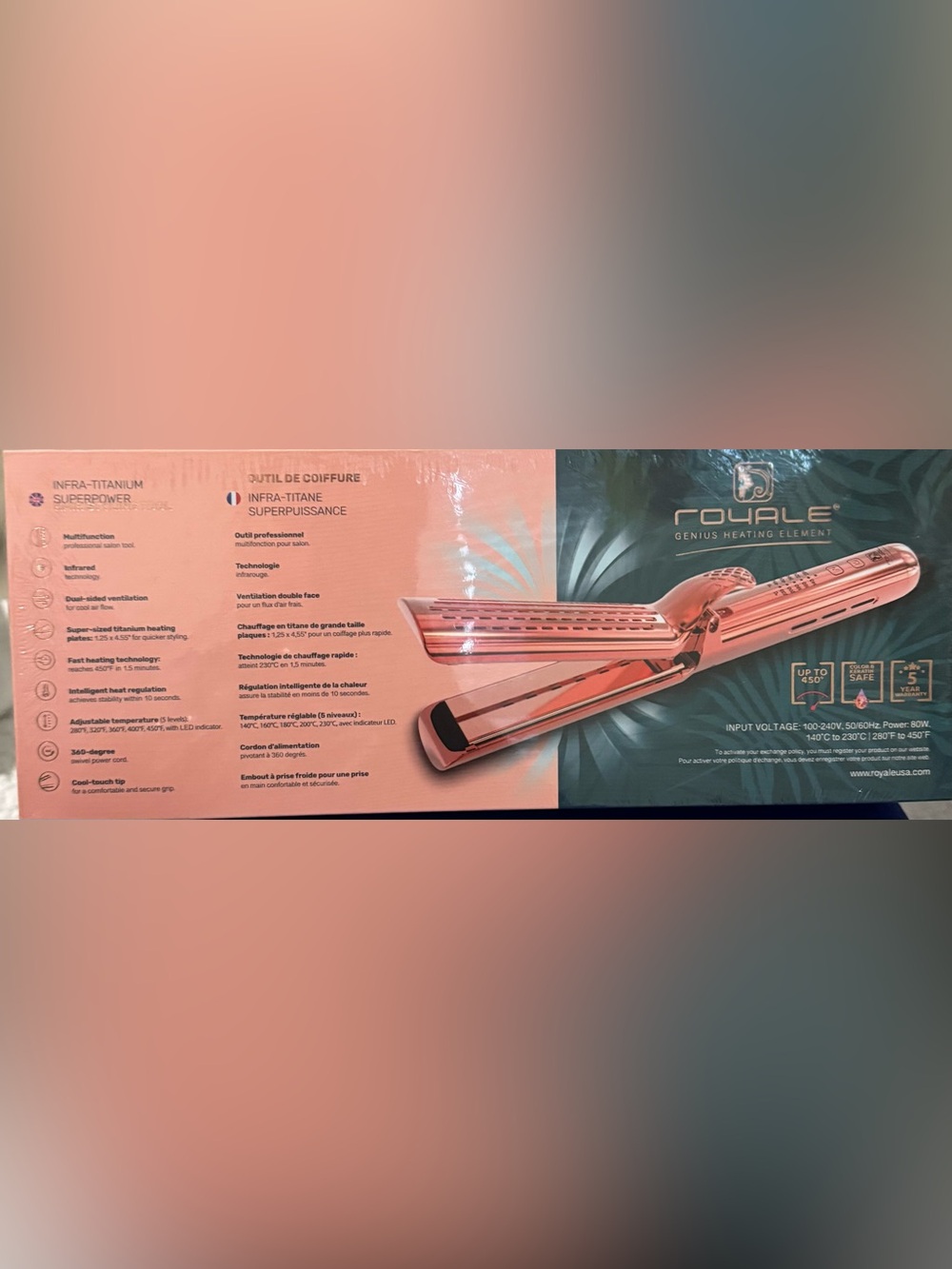 Infra-Titanium Hair Straightener - Rose Gold